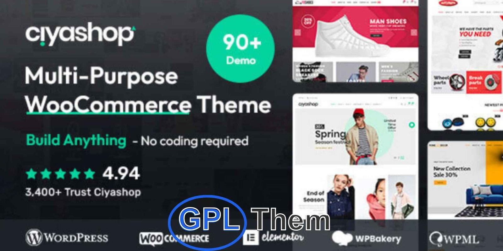 CiyaShop – Responsive Multi-Purpose WooCommerce Theme CiyaShop – Responsive Multipurpose WooCommerce WordPress Theme CiyaShop is a powerful and highly customizable WooCommerce WordPress theme designed to help you create stunning and conversion-focused online stores. With unlimited theme options, unique hover effects, and a wide range of flexible layout choices, CiyaShop delivers a visually impressive and user-friendly shopping experience.