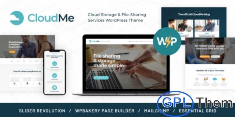 CloudMe – Cloud Storage & File-Sharing WordPress Theme CloudMe is a sleek and modern WordPress theme designed for cloud storage providers, file-sharing services, and tech-focused businesses. Ideal for showcasing online storage solutions, SaaS platforms, and web hosting companies, CloudMe features a professional layout built to convert visitors into customers.