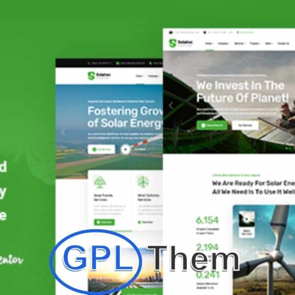 Solatec – Solar & Renewable Energy WordPress Theme Solatec is a modern, professional, and highly flexible WordPress theme built specifically for businesses in the solar energy, renewable energy, and green technology sectors. Designed after extensive research in sustainable industries, Solatec provides all the essential tools and layouts needed to build a powerful, conversion-focused website.