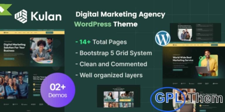 Kulan – Digital Marketing Agency WordPress Theme Kulan is a modern and versatile WordPress theme designed specifically for digital marketing agencies and creative service providers. With its clean, stylish layout and user-focused design, Kulan is perfect for building high-impact websites for SEO agencies, online marketing firms, social media consultants, and other professional services.