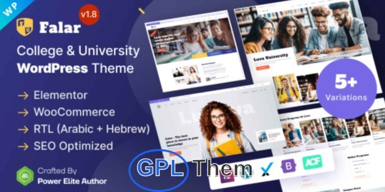 Falar – College & University WordPress Theme (Elementor-Based) Falar is a modern and fully responsive WordPress theme built specifically for colleges, universities, and educational institutions. Ideal for showcasing academic programs, faculty, admissions, events, and student resources, Falar helps you create a professional online presence that reflects the prestige of your institution.