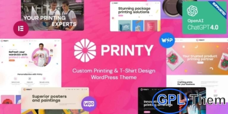 Printy – Custom Printing & T-Shirt Design WordPress Theme Printy is a stylish and modern WordPress theme designed specifically for printing and customization businesses. Ideal for print shops, copy centers, t-shirt design studios, 3D printing services, and graphic design agencies, Printy offers everything you need to showcase and manage your business online.
