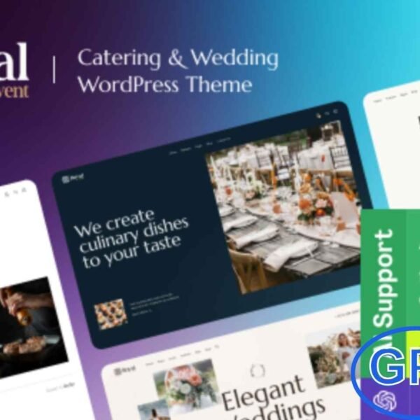 Royal Event – Elegant WordPress Theme for Wedding Planners & Catering Services Royal Event is a sophisticated and feature-rich WordPress theme designed for wedding planners, event organizers, and catering companies. With its festive, elegant design and seamless Elementor integration, it's the perfect choice for creating a stunning website that showcases your services and impresses potential clients.