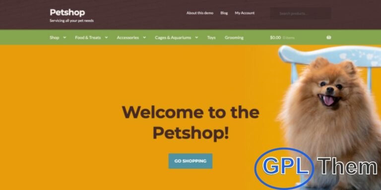 Petshop – WooCommerce Storefront Theme for Pet Supply Stores Petshop is a charming and organic Storefront child theme crafted specifically for online pet stores. Designed with a nature-inspired color palette and pet-friendly details, Petshop creates a warm, welcoming atmosphere that's perfect for showcasing pet food, accessories, toys, and grooming products.