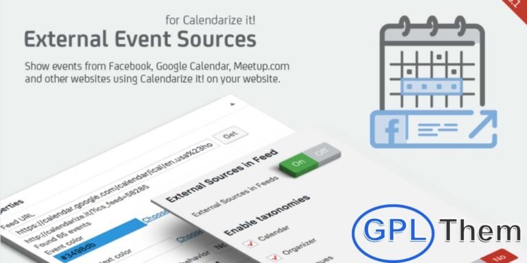 External Event Sources for Calendarize it! – WordPress Plugin The External Event Sources Add-On for Calendarize it! allows you to display events from multiple platforms, including Facebook, Google Calendar, ICS (iCal) feeds from Microsoft Office 365, and Meetup.com, simply by adding a feed.
