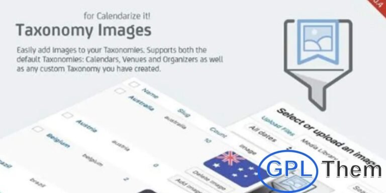 Taxonomy Images Add-On for Calendarize It! – WordPress Plugin The Taxonomy Images add-on for Calendarize It! allows you to easily assign images to your default or custom taxonomies. It supports built-in taxonomies such as Calendars, Venues, and Organizers, as well as any custom taxonomy you create.