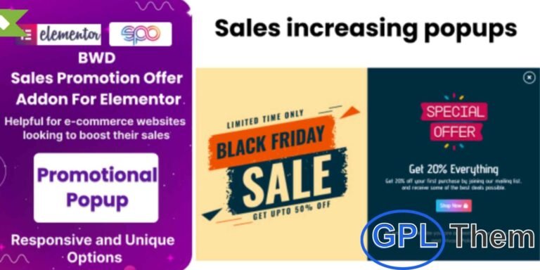 Sales Promotion Offer Addon for Elementor The BWD Sales Promotion Offer Addon for Elementor is a powerful tool designed to help you create engaging sales promotions with ease. Highlight discounts with eye-catching sales banners, add urgency through countdown timers, and boost conversions with customizable pop-ups.