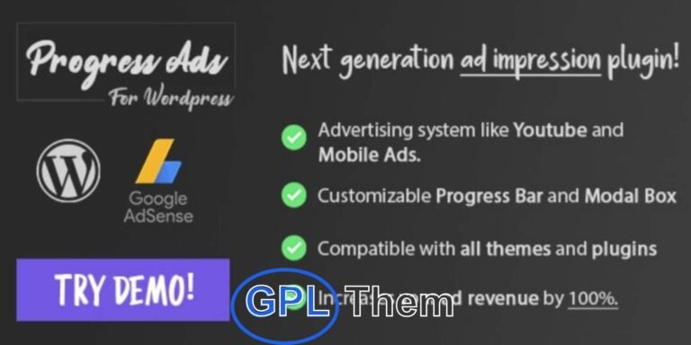 Progress Adsv – WordPress Skippable Ads Plugin Bring YouTube and mobile app-style ad formats to your WordPress site with the Progress Adsv plugin. This powerful tool helps you boost earnings while engaging visitors through skippable ads, videos, shortcodes, and more. With its user-friendly editor, you can easily insert AdSense ads, custom HTML, or multimedia content into your site.