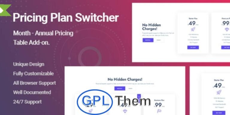 TF Pricing Table Addon for Elementor – WordPress Plugin TF Pricing Table Addon for Elementor lets you create stylish and professional pricing tables directly within the Elementor page builder. With over 9 ready-to-use styles and unlimited design possibilities, you can easily showcase your services, plans, or products in a visually appealing and highly customizable way.