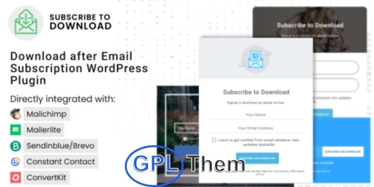 Subscribe to Download – WordPress Plugin Subscribe to Download is a WordPress plugin that helps you grow your email list effortlessly. Offer free downloads to your visitors and deliver them instantly via email after a successful subscription, making it easy to engage users and capture leads directly from your website.