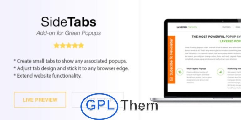 Side Tabs – Layered Popups Add-On for WordPress Side Tabs is a powerful add-on for the Layered Popups plugin, allowing you to attach small tabs to any edge of your website window.