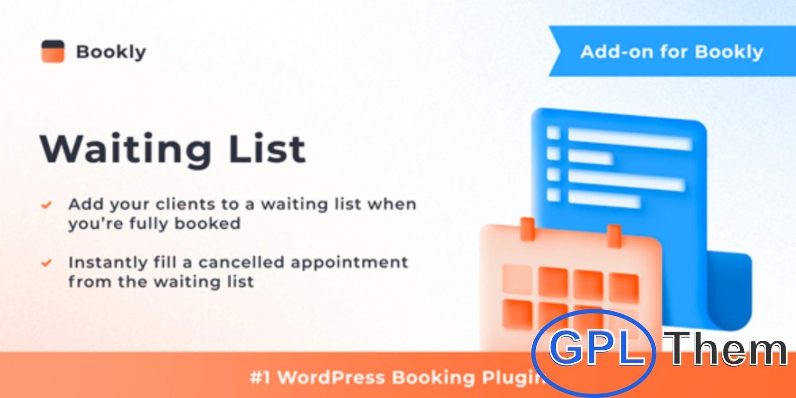 Bookly Waiting List (Add-on) Bookly Waiting List Add-on – Never Miss a Booking Opportunity The Bookly Waiting List Add-on lets you add clients to a waiting list when your schedule is fully booked. If an appointment becomes available, you can instantly fill the slot, preventing lost time and revenue.
