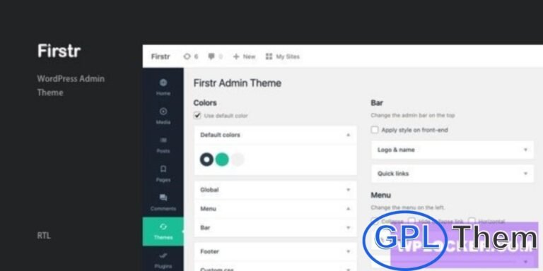 Firstr – WordPress Admin Theme Firstr is a modern WordPress Admin Theme that lets you fully customize your dashboard with a unique admin bar, menu, icons, and color schemes.