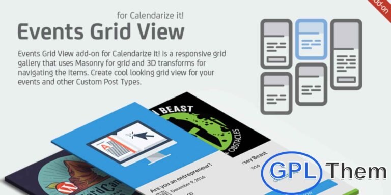 Events Grid View for Calendarize it! – WordPress Plugin The Events Grid View Add-On for Calendarize it! transforms your events into a responsive grid gallery using Masonry layout and 3D transforms for smooth navigation. Perfect for showcasing events or other Custom Post Types, this add-on allows you to create visually engaging, modern grid layouts that enhance user experience.