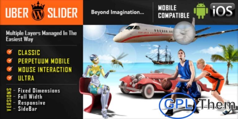 UberSlider – Advanced Layer Slider Plugin for WordPress UberSlider is a powerful and flexible WordPress slider plugin packed with four unique slider styles: Classic, Perpetuum Mobile, Mouse Interaction, and Ultra. Each style comes with two sleek skin options—bullets and thumbnails—and supports both fixed dimensions and full-width layouts.