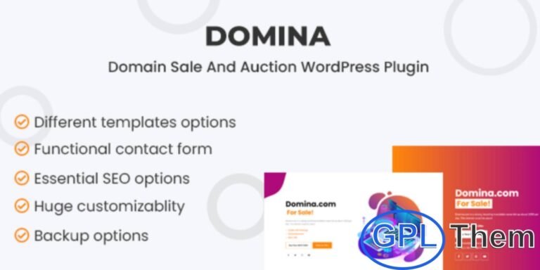 Domina – Domain for Sale & Auction WordPress Plugin Domina is a powerful WordPress plugin designed for domain investors and sellers to showcase and monetize unused domain names. With sleek, customizable templates, you can professionally list domains for sale or auction directly on your website.