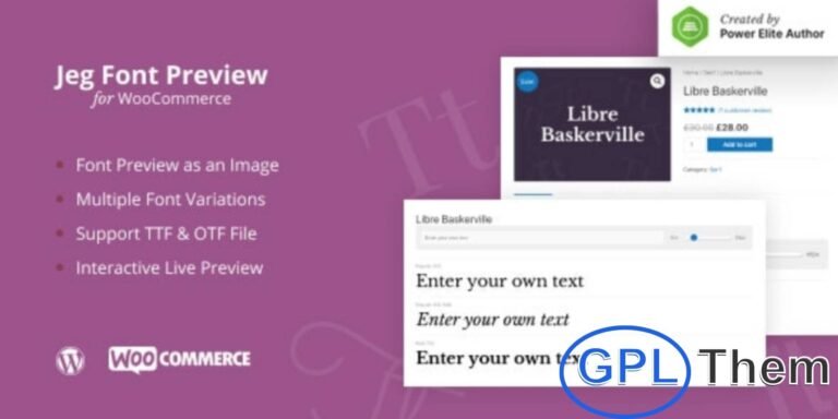 Jeg Font Preview – WooCommerce Plugin Jeg Font Preview is a powerful WooCommerce plugin that lets you display and preview fonts directly on your online store. Ideal for digital font sellers, this plugin allows customers to test fonts in real-time using customizable preview options—enhancing the shopping experience and increasing conversion rates.