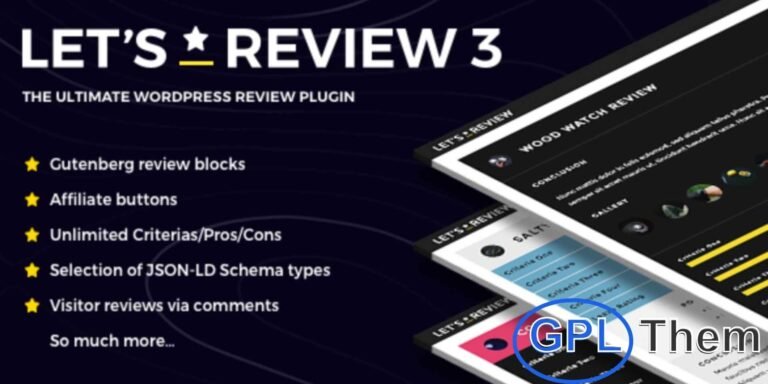 Let’s Review – WordPress Review Plugin Let’s Review is a powerful yet user-friendly WordPress plugin designed to add stunning, responsive review boxes to your posts. With a modern design and flexible customization options, it lets you create in-depth product or service reviews that engage your readers and enhance SEO.