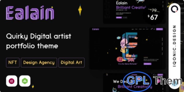 Ealain – Digital Artist & Creative Portfolio WordPress Theme + Figma Ealain is a premium WordPress theme designed for creative professionals and digital artists. Featuring a bold design and unique layout, it helps you make a strong online impression while showcasing your portfolio in the most compelling way.