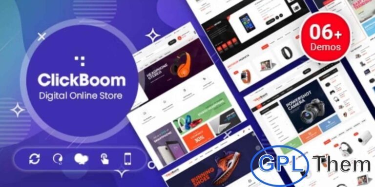 ClickBoom – Digital Store WooCommerce WordPress Theme ClickBoom is a professional WooCommerce WordPress theme designed for digital stores, electronics shops, hi-tech products, headphones, and other online retail businesses.