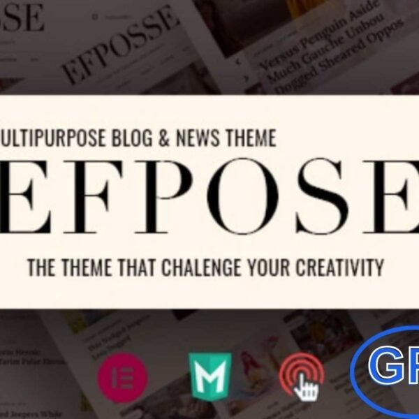 Efpose – Multipurpose Blog & Newspaper WordPress Theme Efpose is a powerful and responsive WordPress theme designed for blogs, online magazines, and newspaper websites. Built with Elementor and custom modules, this theme gives you complete flexibility to design unique layouts for your homepage, posts, pages, categories, and tags.