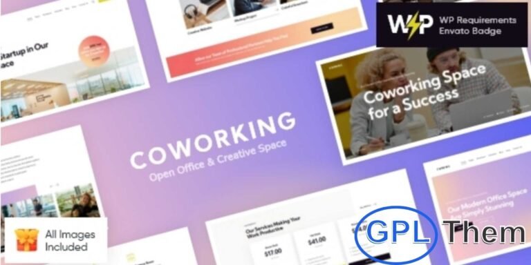 Coworking – Open Office & Creative Space WordPress Theme Coworking is a modern, stylish, and fully responsive WordPress theme designed for co-working spaces, open offices, creative studios, and corporate businesses. Its contemporary and functional design allows you to showcase your workspace, amenities, services, workshops, and business meetings effectively.