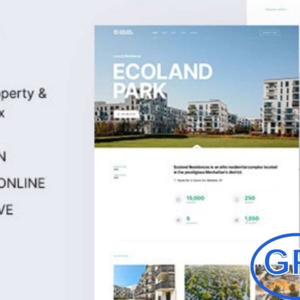 Ecoland – Single Property Real Estate WordPress Theme Ecoland is a modern and responsive WordPress theme designed for real estate agencies and property businesses. It’s perfect for showcasing and selling single properties such as apartments, villas, farmhouses, and houses, as well as promoting apartment complexes.