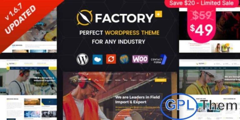 Factory Plus – Industry & Construction WordPress Theme Factory Plus is a powerful and professional WordPress theme designed for industrial, factory, and construction businesses.