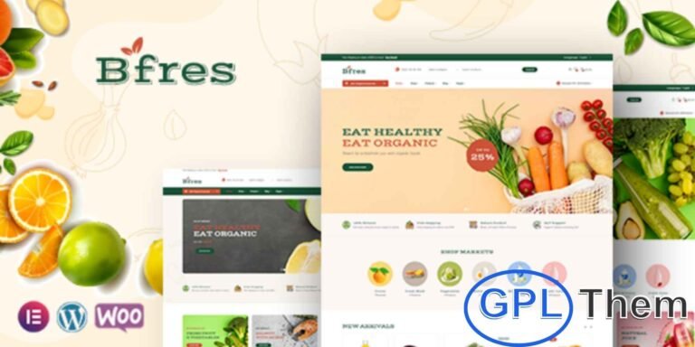 Bfres – Organic Food WooCommerce WordPress Theme Bfres is a clean, modern, and fully responsive WooCommerce WordPress theme designed for organic food and eco-friendly stores. Ideal for fresh grocery shops, organic markets, supermarkets, and online grocery stores, Bfres offers a stylish layout to showcase natural products beautifully.