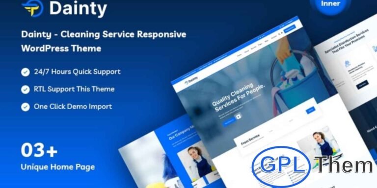 Dainty – Cleaning Service Responsive WordPress Theme Dainty is a modern and creative WordPress theme designed specifically for cleaning service businesses.
