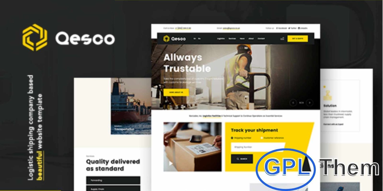 Qesco – Logistic Shipping Company WordPress Theme Qesco – Logistic & Shipping Company WordPress Theme Qesco is a modern and professionally designed WordPress theme built specifically for logistics, shipping, and transportation companies. Featuring a clean corporate layout, an attractive color scheme, and crisp line icons, this theme is versatile enough for any business purpose.
