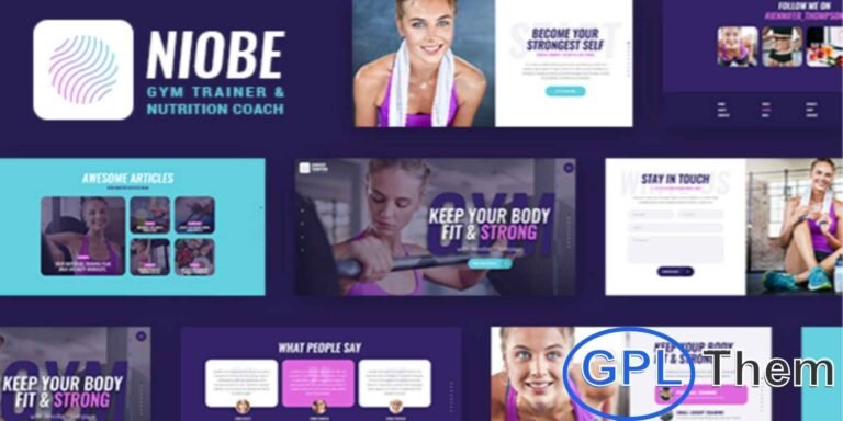 Niobe – Gym Trainer & Nutrition Coach WordPress Theme Niobe is a powerful and modern WordPress theme crafted for fitness trainers, gyms, nutrition coaches, and health-focused websites. Built with a professional design and one-click demo installation, it offers a fully responsive and mobile-friendly layout that looks perfect on all devices.