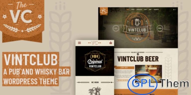 VintClub – Pub and Whisky Bar WordPress Theme VintClub is a stylish and handcrafted WordPress theme designed for pubs, whisky bars, breweries, and nightlife venues. This premium theme offers a variety of customization options to help you build a stunning and unique website that reflects your brand’s identity.