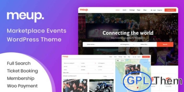 Meup – Marketplace Events WordPress Theme Meup is a powerful Marketplace Events WordPress theme that goes beyond a simple event template. It is designed as a directory and listing marketplace solution, enabling you to create, manage, and monetize both local and global event directories.