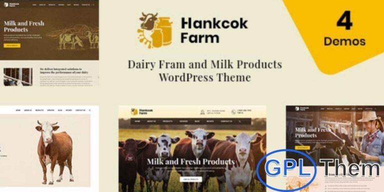 Hankcok – Dairy Farm & Agricultural WordPress Theme Hankcok is a fully responsive and Retina-ready WordPress theme designed for dairy farms, agricultural businesses, and eco-friendly food stores.