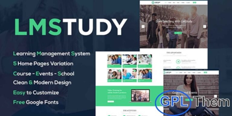 LMStudy – Education LMS & WooCommerce WordPress Theme LMStudy is a powerful and versatile WordPress theme designed for education, eLearning, and online course websites. Fully compatible with LMS and WooCommerce, it allows you to create professional learning platforms, sell courses, and manage student memberships with ease.