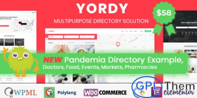 Yordy – Directory Listings WordPress Theme Yordy is a versatile and fully responsive WordPress directory listings theme designed for business directories, real estate, modeling portfolios, and other listing websites.