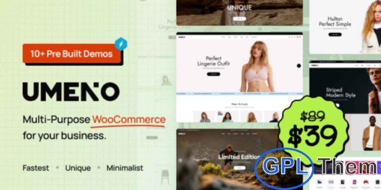 Umeno – Multipurpose WooCommerce Marketplace Theme Umeno is a modern and fully responsive WooCommerce WordPress theme designed for multi-vendor marketplaces and online stores.