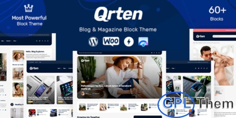 Qrten – Block-Based WordPress Theme for Blog & Magazine Qrten is a modern and fully responsive WordPress theme designed for blogs, online magazines, and news websites. Built with a block-based approach, Qrten allows you to create flexible and visually appealing layouts with ease.