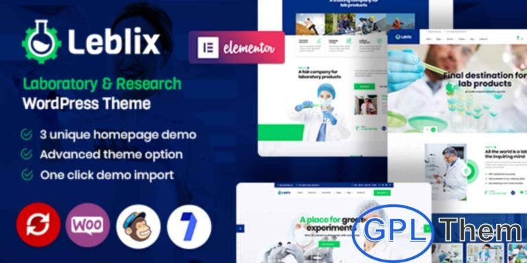 Leblix – Laboratory & Research WordPress Theme Leblix is a fully responsive and highly customizable WordPress theme designed for laboratories, medical researchers, and science professionals.