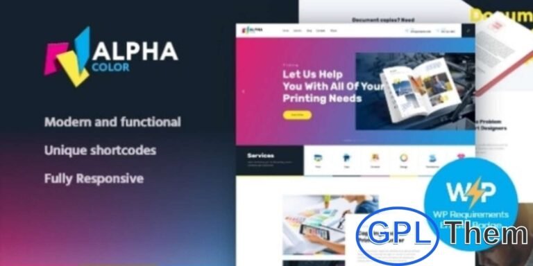 AlphaColor – Type Design & 3D Printing Services WordPress Theme AlphaColor is a vibrant and modern WordPress theme designed for printing businesses, type design agencies, graphic studios, and creative professionals.