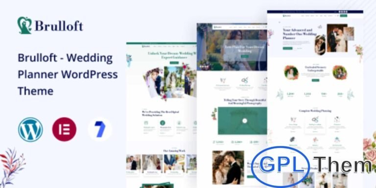 Brulloft – Wedding Planner WordPress Theme Brulloft is a modern and elegant Wedding Planner WordPress theme designed for weddings, engagements, and event planning websites.
