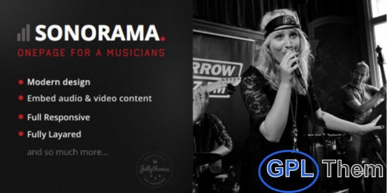 Sonorama – Music Band & Musician WordPress Theme Sonorama is a modern WordPress theme designed for music bands, professional DJs, singers, and artists in the music industry. With its creative design and powerful features, it allows musicians to showcase their talent, albums, and live performances in style.