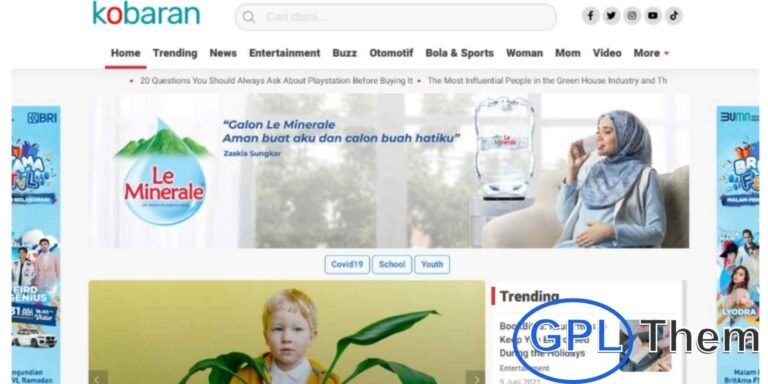 Kobaran – News & Magazine WordPress Theme Kobaran is a powerful WordPress theme designed for news, magazine, and newsletter websites. Inspired by the layout of popular media platforms like kumparan.com, this theme is perfect for anyone who wants to build a professional news portal.