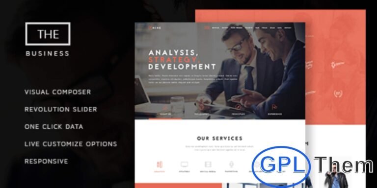 The Business – Powerful One Page Business WordPress Theme The Business is a modern one-page multipurpose WordPress theme built with retina-ready design and best coding practices. It comes with stunning pre-designed demo content, making it easy to launch a professional website quickly.