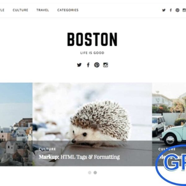 Boston Pro – Premium WordPress Blog Theme by FameThemes Boston Pro is a stylish and responsive WordPress theme crafted for bloggers, writers, and content creators. Whether you want to share personal stories, publish research, or showcase your latest ideas, this theme provides the perfect platform.