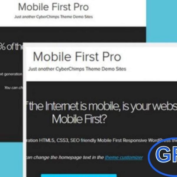 Mobile First Pro – Responsive WordPress Theme by CyberChimps Mobile First Pro by CyberChimps is a powerful WordPress theme built with a true mobile-first approach. Perfect for businesses, blogs, and portfolios, it ensures your website looks flawless on smartphones, tablets, and desktops without writing a single line of code.