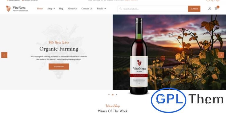 Vite Nera – Responsive Wine Shop WordPress Theme Vite Nera is a stylish and responsive WordPress theme crafted for wineries, wine shops, liquor stores, breweries, and beverage businesses. Fully integrated with WooCommerce, it allows you to easily manage product assortments, pricing, online sales, delivery, and takeaway services.