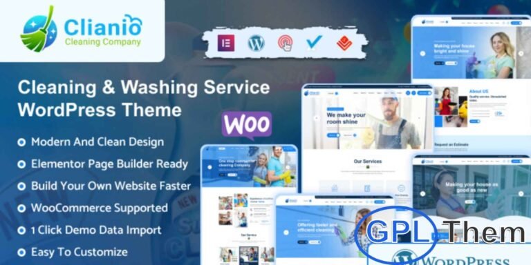 Clianio – Cleaning Services WordPress Theme Clianio is a modern and responsive WordPress theme designed for cleaning services, janitorial businesses, and maintenance companies.