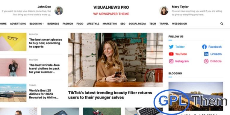 VisualNews Pro – Newspaper & Magazine WordPress Theme VisualNews Pro is a powerful WordPress theme designed for newspapers, online magazines, and news portals.